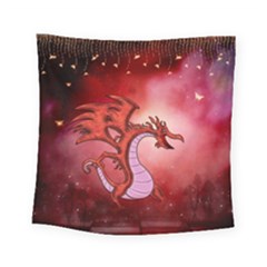 Funny Cartoon Dragon With Butterflies Square Tapestry (small) by FantasyWorld7