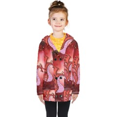 Funny Cartoon Dragon With Butterflies Kids  Double Breasted Button Coat by FantasyWorld7