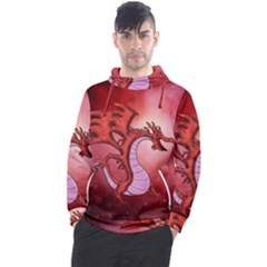 Funny Cartoon Dragon With Butterflies Men s Pullover Hoodie