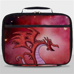 Funny Cartoon Dragon With Butterflies Full Print Lunch Bag by FantasyWorld7