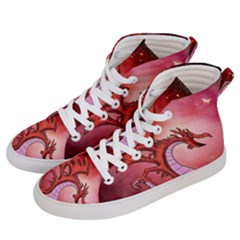 Funny Cartoon Dragon With Butterflies Women s Hi-top Skate Sneakers by FantasyWorld7