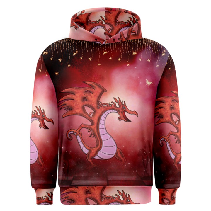 Funny Cartoon Dragon With Butterflies Men s Overhead Hoodie