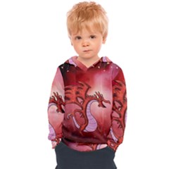 Funny Cartoon Dragon With Butterflies Kids  Overhead Hoodie by FantasyWorld7