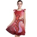 Funny Cartoon Dragon With Butterflies Tie Up Tunic Dress View1