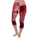 Funny Cartoon Dragon With Butterflies Lightweight Velour Capri Yoga Leggings View4