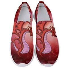 Funny Cartoon Dragon With Butterflies Men s Slip On Sneakers by FantasyWorld7