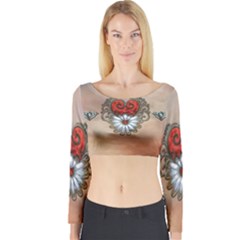 Wonderful Elegant Heart Long Sleeve Crop Top by FantasyWorld7