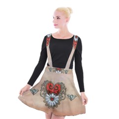 Wonderful Elegant Heart Suspender Skater Skirt by FantasyWorld7