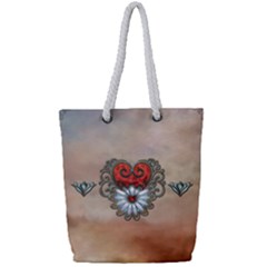 Wonderful Elegant Heart Full Print Rope Handle Tote (small) by FantasyWorld7