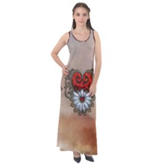 Wonderful Elegant Heart Sleeveless Velour Maxi Dress by FantasyWorld7