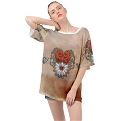 Wonderful Elegant Heart Oversized Chiffon Top by FantasyWorld7