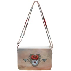 Wonderful Elegant Heart Double Gusset Crossbody Bag by FantasyWorld7