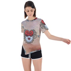 Wonderful Elegant Heart Asymmetrical Short Sleeve Sports Tee by FantasyWorld7