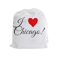 I Heart Chicago  Drawstring Pouch (xl) by FunnyStatementsandSlogans