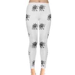 Stylized Black And White Floral Print Leggings  by dflcprintsclothing