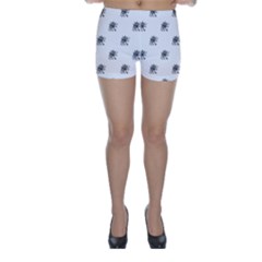 Stylized Black And White Floral Print Skinny Shorts by dflcprintsclothing