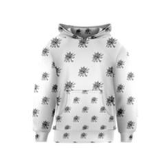 Stylized Black And White Floral Print Kids  Pullover Hoodie by dflcprintsclothing