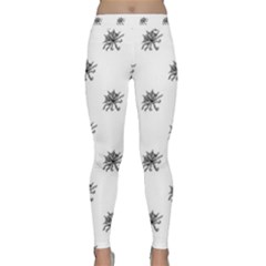 Stylized Black And White Floral Print Classic Yoga Leggings by dflcprintsclothing