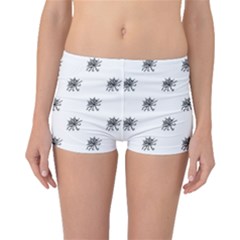 Stylized Black And White Floral Print Boyleg Bikini Bottoms