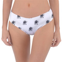 Stylized Black And White Floral Print Reversible Classic Bikini Bottoms by dflcprintsclothing