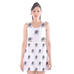 Stylized Black And White Floral Print Scoop Neck Skater Dress by dflcprintsclothing