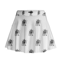 Stylized Black And White Floral Print Mini Flare Skirt by dflcprintsclothing