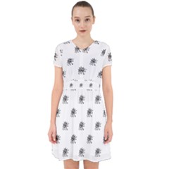 Stylized Black And White Floral Print Adorable In Chiffon Dress by dflcprintsclothing