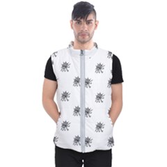 Stylized Black And White Floral Print Men s Puffer Vest by dflcprintsclothing