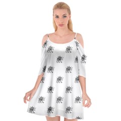 Stylized Black And White Floral Print Cutout Spaghetti Strap Chiffon Dress by dflcprintsclothing