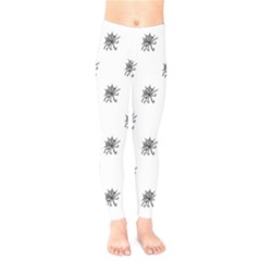 Stylized Black And White Floral Print Kids  Leggings by dflcprintsclothing