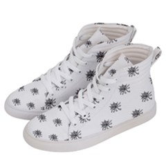 Stylized Black And White Floral Print Men s Hi-top Skate Sneakers