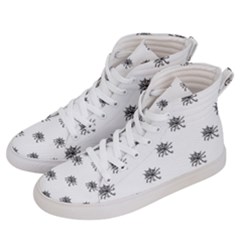 Stylized Black And White Floral Print Women s Hi-top Skate Sneakers by dflcprintsclothing