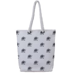 Stylized Black And White Floral Print Full Print Rope Handle Tote (small) by dflcprintsclothing