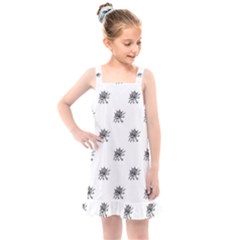 Stylized Black And White Floral Print Kids  Overall Dress