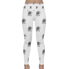 Stylized Black And White Floral Print Lightweight Velour Classic Yoga Leggings by dflcprintsclothing