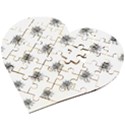 Stylized Black And White Floral Print Wooden Puzzle Heart View2