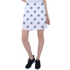 Stylized Black And White Floral Print Tennis Skirt