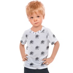 Stylized Black And White Floral Print Kids  Sports Tee