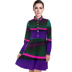 Neon Wonder Long Sleeve Chiffon Shirt Dress