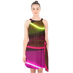 Neon Wonder Halter Collar Waist Tie Chiffon Dress by essentialimage