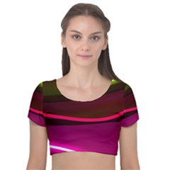 Neon Wonder Velvet Short Sleeve Crop Top  by essentialimage