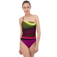 Neon Wonder Classic One Shoulder Swimsuit by essentialimage