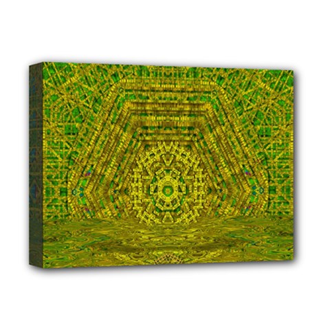 Gold Golden Sunset Mandala Deluxe Canvas 16  X 12  (stretched) 