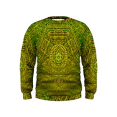 Gold Golden Sunset Mandala Kids  Sweatshirt by pepitasart