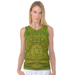 Gold Golden Sunset Mandala Women s Basketball Tank Top by pepitasart