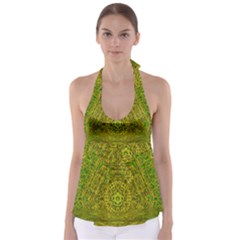 Gold Golden Sunset Mandala Babydoll Tankini Top by pepitasart