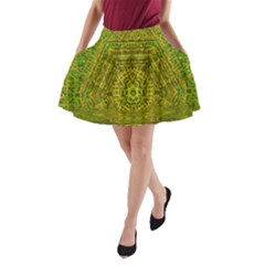 Gold Golden Sunset Mandala A-line Pocket Skirt by pepitasart