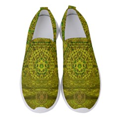 Gold Golden Sunset Mandala Women s Slip On Sneakers by pepitasart