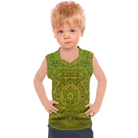 Gold Golden Sunset Mandala Kids  Sport Tank Top by pepitasart