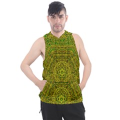 Gold Golden Sunset Mandala Men s Sleeveless Hoodie by pepitasart